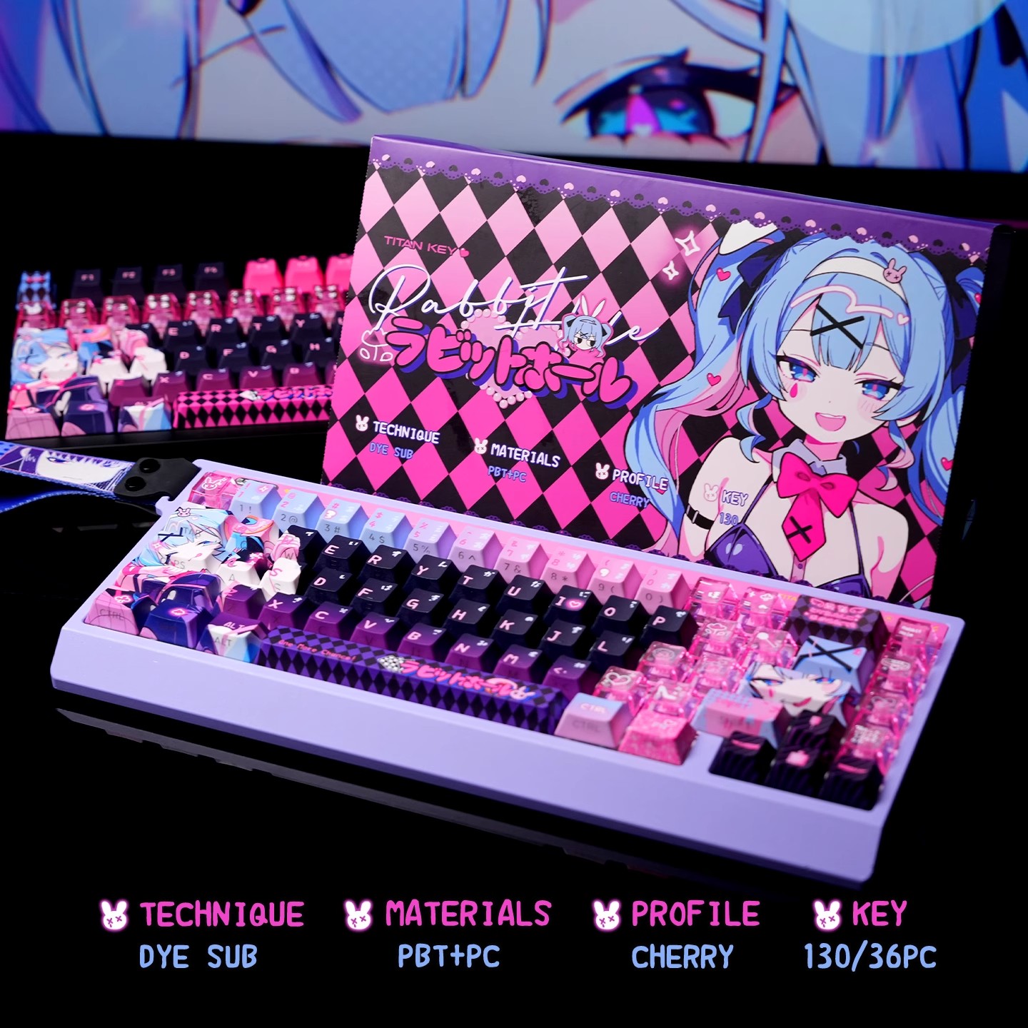 Gaming Set Accessories - Anime Rabbit Hole Theme Custom Keycaps