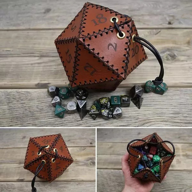 Leather D20 Dice Bag Polygonal - đánh giá và giá Gaming Accessories Gift Ideas